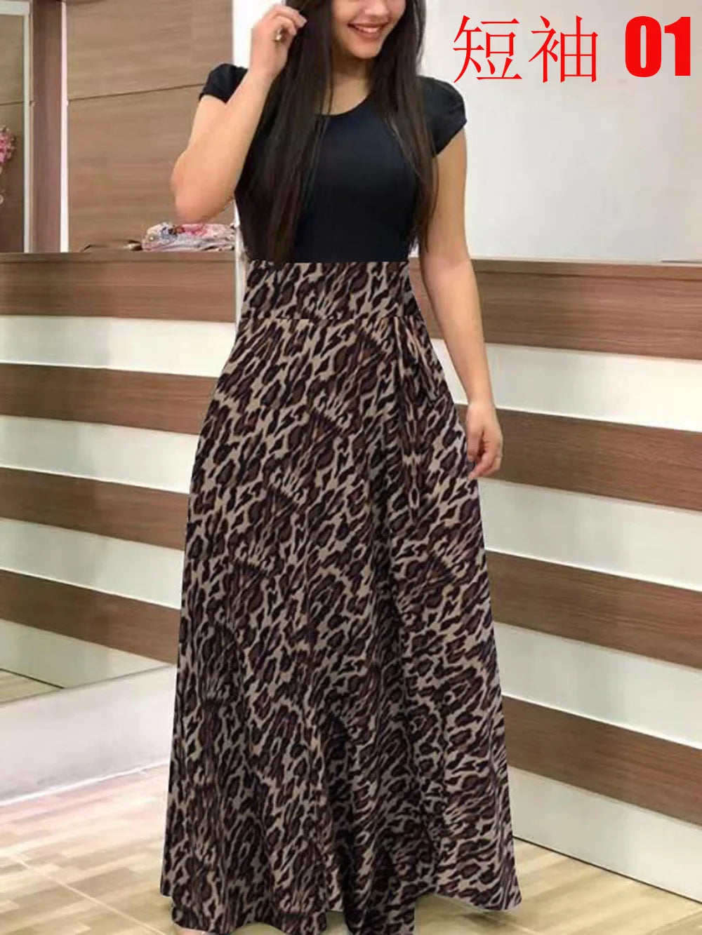 2024 European and American style flower print color matching short sleeved dress for women's large swing skirt BAZAARHUBO
