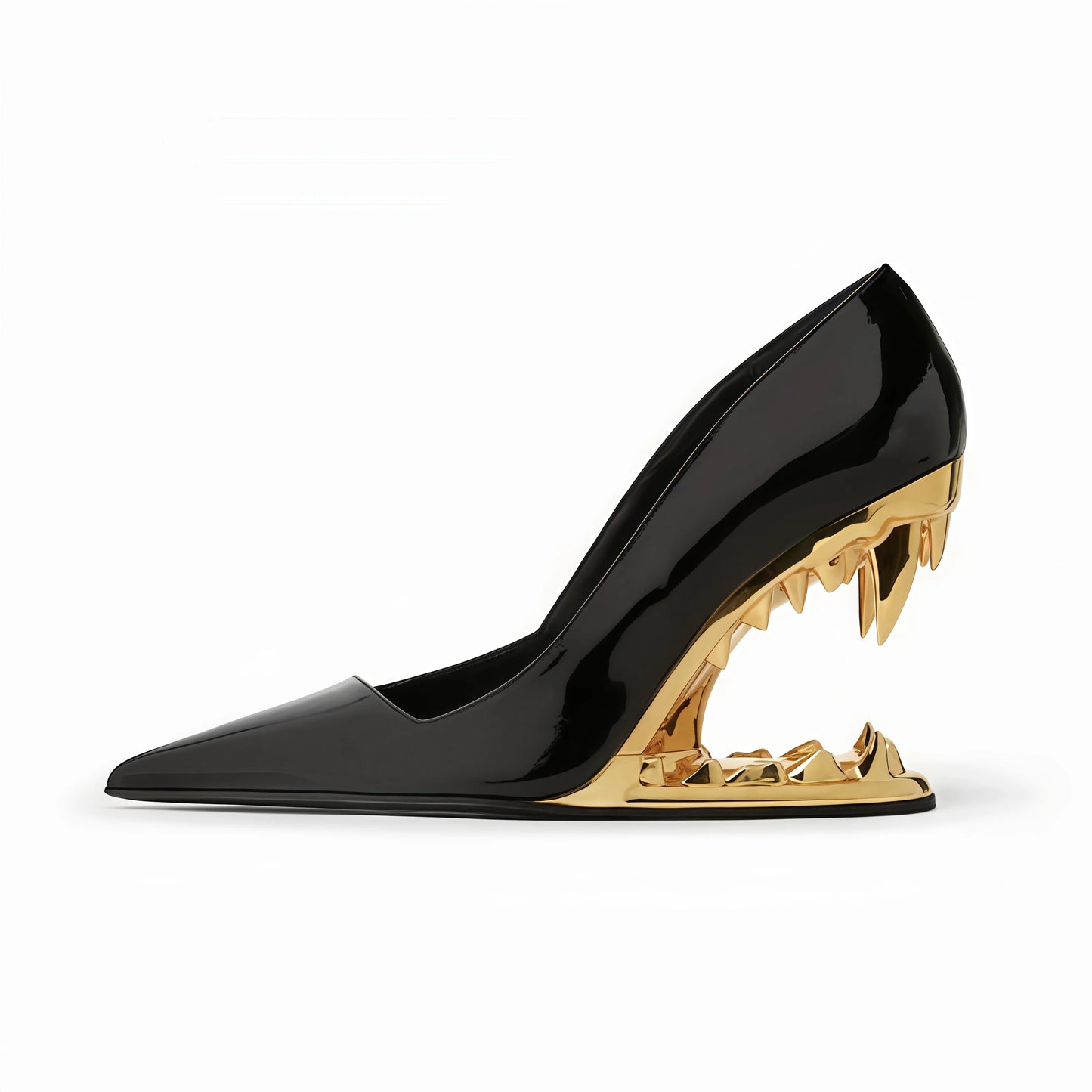 Spring Fashion Show, Teeth Shaped Heels, High Heels with Exposed Toes, Sloping Heels, Round Toe Fashion Women's Shoes