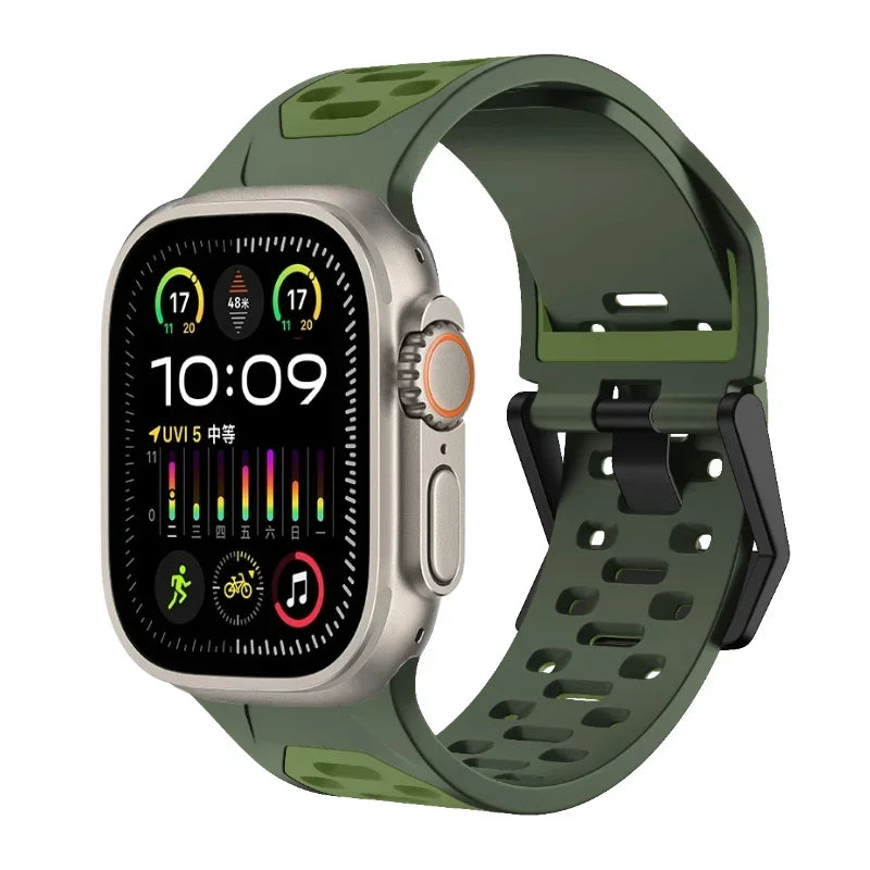 Silicone Strap For Apple Watch Ultra 3 2 1 49mm 11 10 46mm 9 8 7 45mm Breathable two-color Bracelet for iWatch 6 5 4 3 SE 44mm