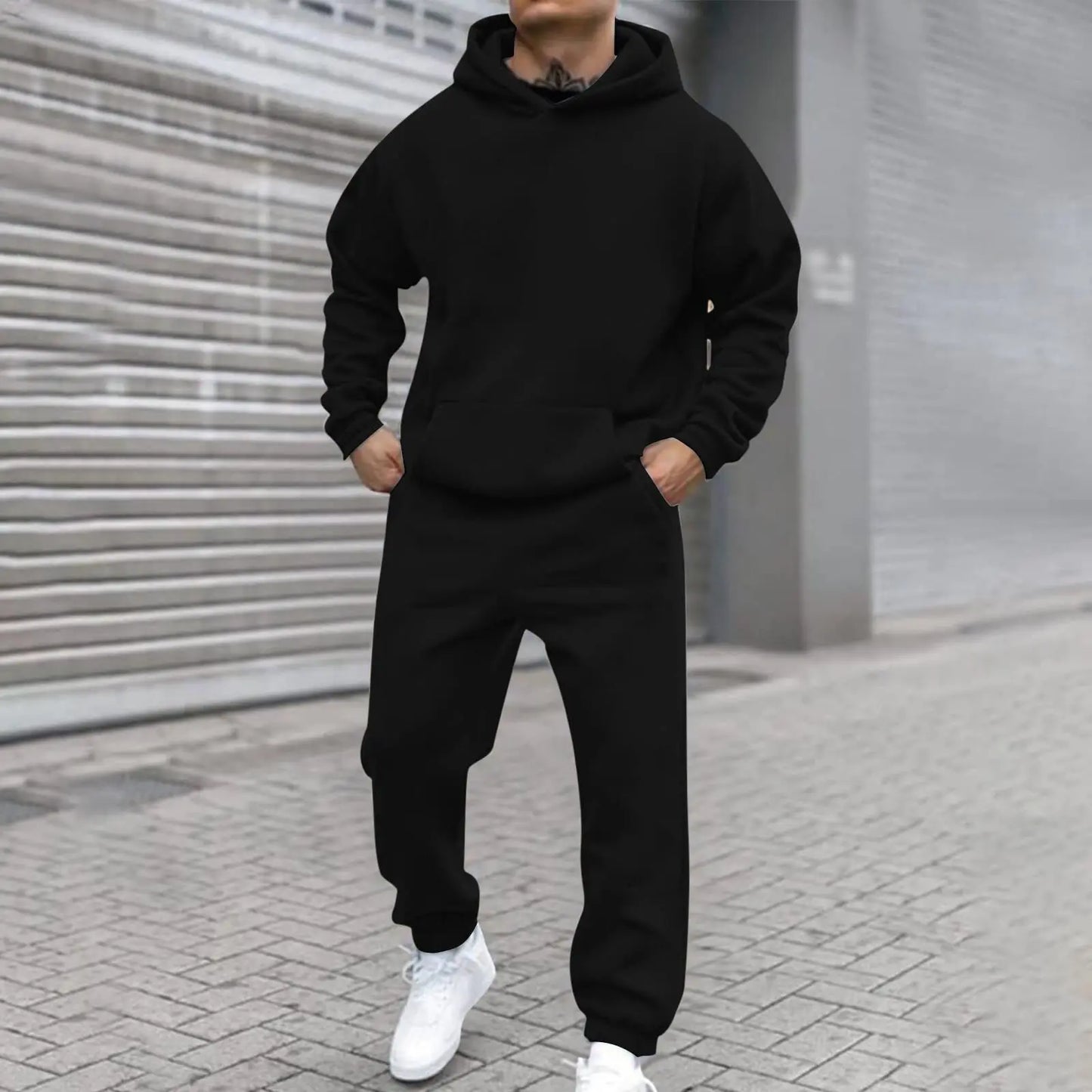 Colorful Urban Style Autumn And Winter Latest Products Men's Hooded Sweatshirt And Pants Set Street Wear Collection