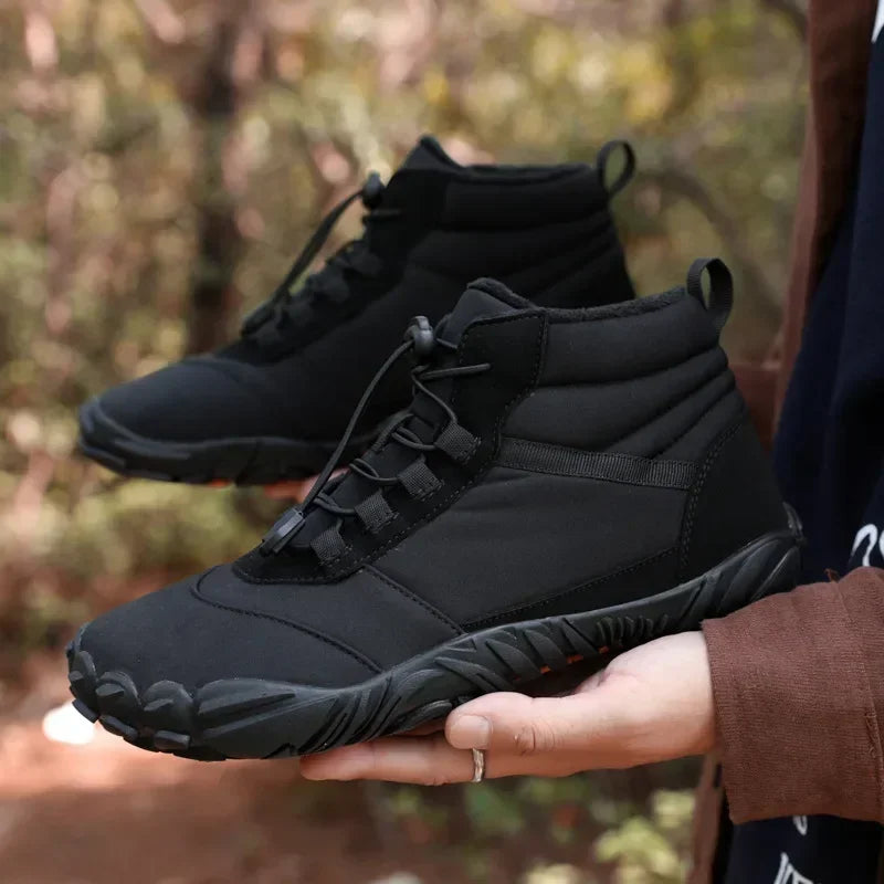 Snow Boots Women Men Sneakers Barefoot Waterproof Winter Warm Running Shoes Non-Slip High-top Padded Hiking Ankle Shoes 2024