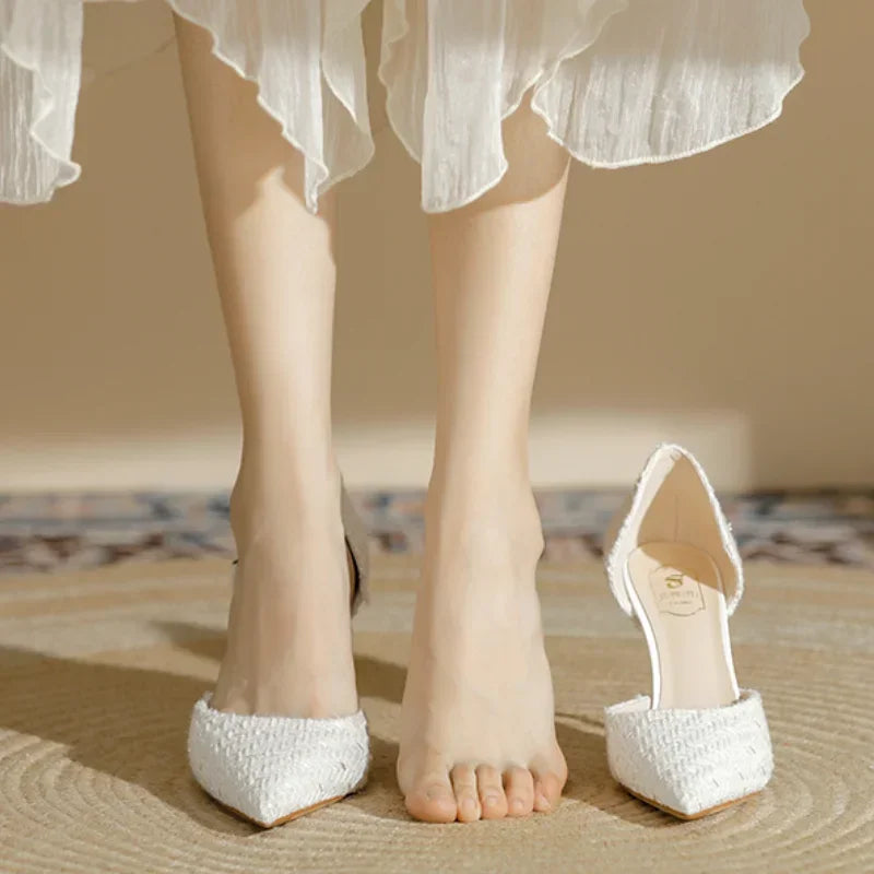 Women's Fashion High Heels Autumn New Thin Heel Pointed Temperament Simple Hollow Temperament Single Shoes