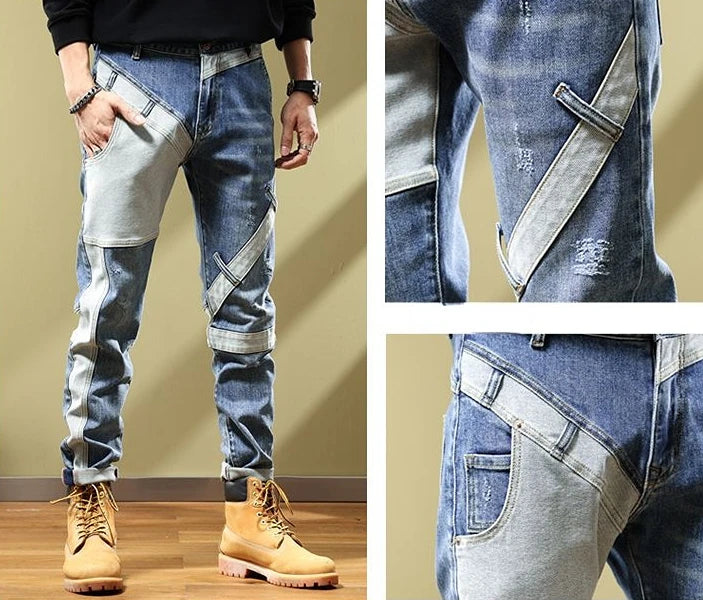 Jeans for Men Tapered Harem Mens Cowboy Pants Stylish Trousers Slim Fit Boot Cut Luxury Casual Loose Stretch Harajuku Elastic Xs