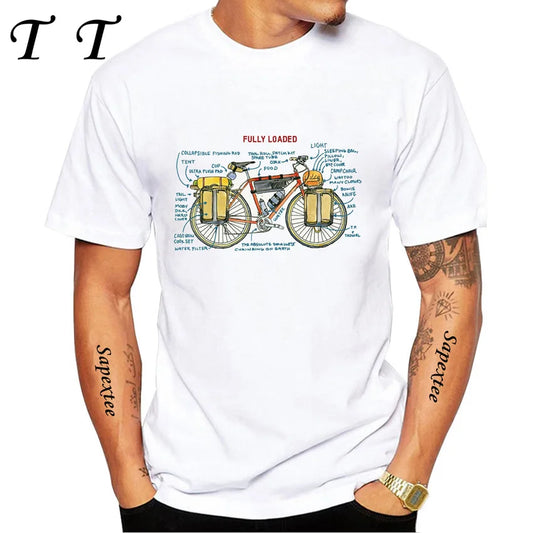 Travel On Gravel Bikepacking Print T-Shirt Summer Men Short Sleeve Funny Bicycle Sport Boy Tops Anatomy Bike Cycling Casual Tees
