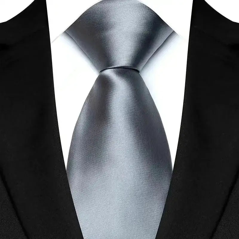 Classic 8CM Polyester Ties For Men Formal Business Silver Gray Paisley Stripes Dot Neckties Handmade College Shirt Neckwear BAZAARHUBO