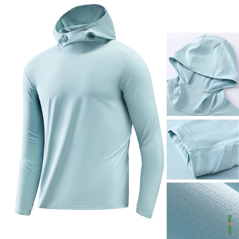 Lightweight Hooded Long-Sleeve Top for Outdoor Sports: Sun Protection, Breathable, Moisture-Wicking, Elastic Unisex