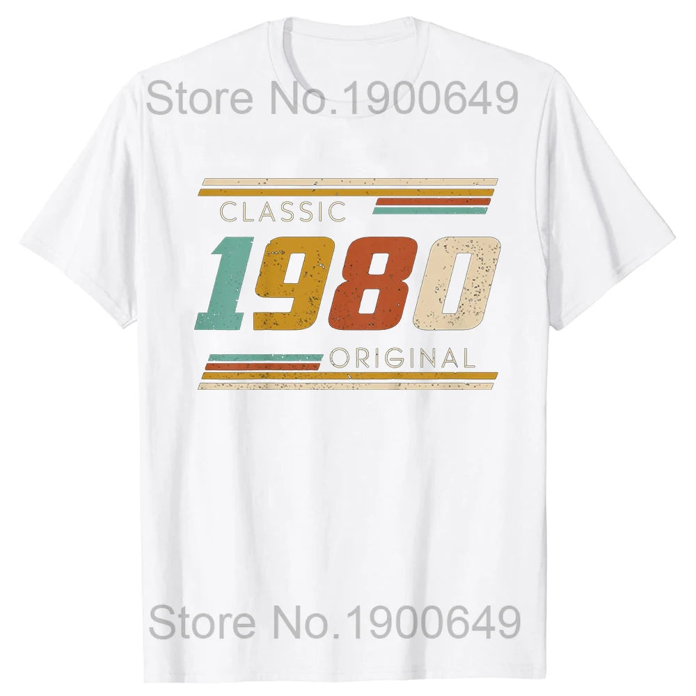 Men's Vintage 44th Birthday T-Shirt Summer 44 Year Classic 1980 Limited Edition Custom Printed Short Sleeve T-Shirt Top Tees