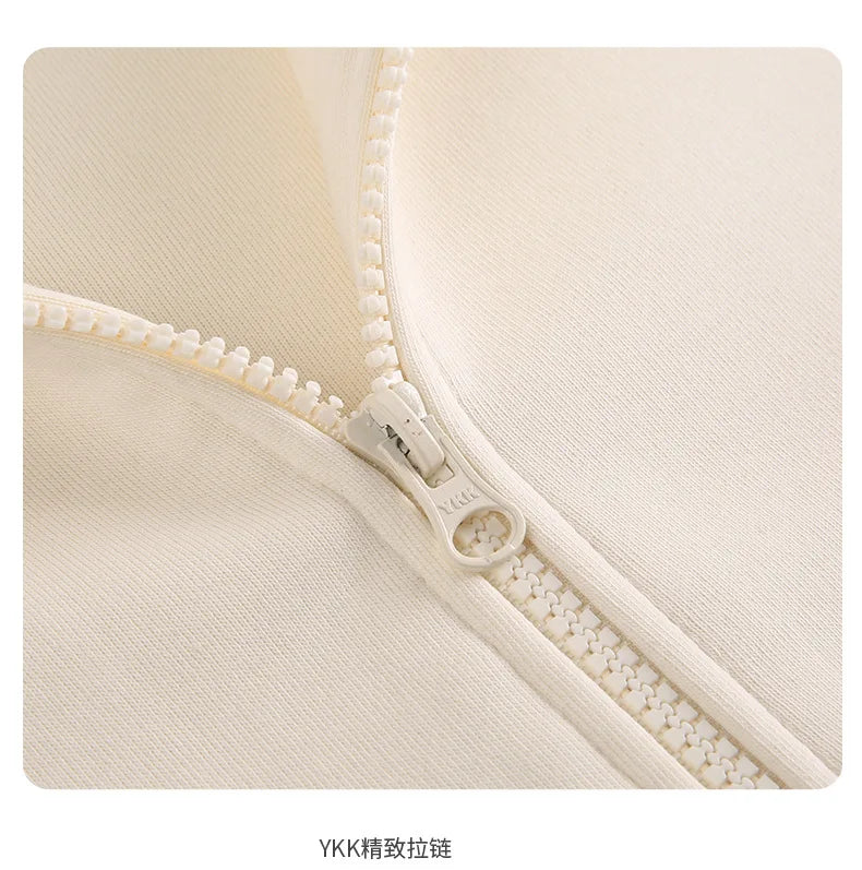 Y2K 420g Heavy-duty Cotton Blend American Hooded Zipper Sweatshirt for Men and Women in Large Size Versatile for Autumn Winter
