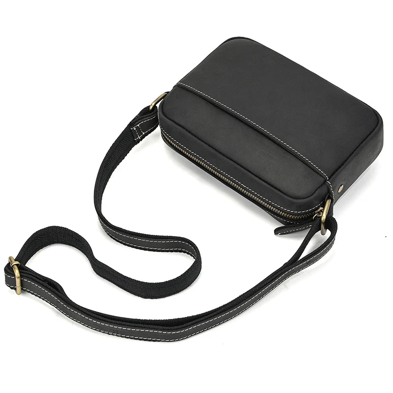 Crazy Horse Leather Messenger Bag Men's Leather Shoulder Bag For Mobile Phone Sling Bags For Men Woman Cross Body Bag