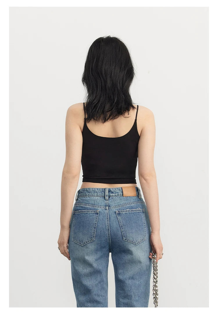 CHIC VEN Women's Tanks New Loose Short Camis Sleeveless Solid Crop Top Woman Clothing Spring Summer 2023