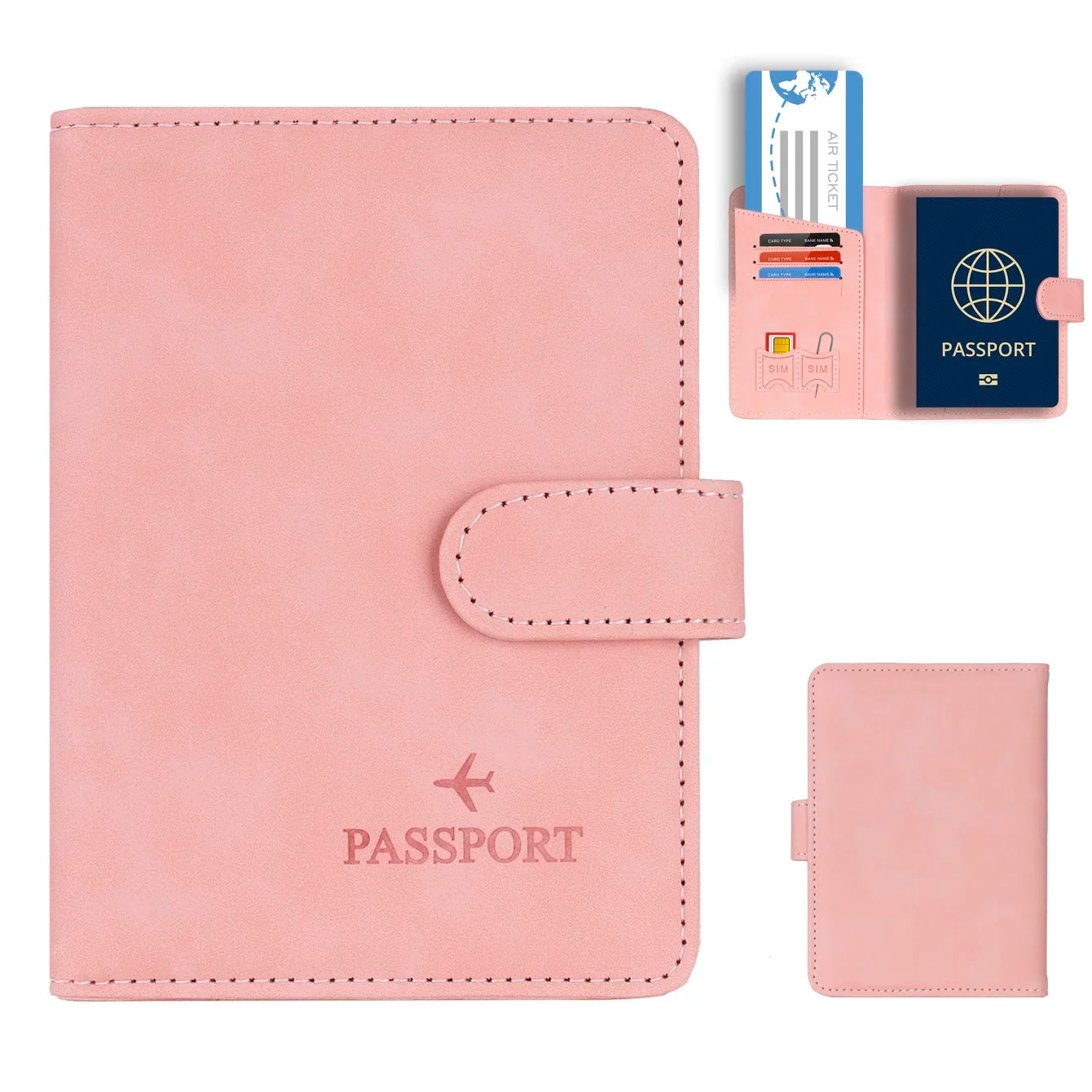 Simple Travel Passport Holder Cover Case Wallet RFID Blocking Business PU Leather Card Case Travel Accessories for Women Men