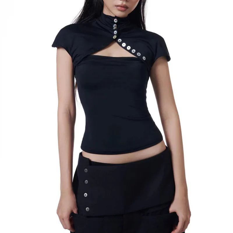 Y2K women's clothing Retro embroidered tops slimming sexy fashionable street trend simple high-end fashionable hotsweet Harajuku