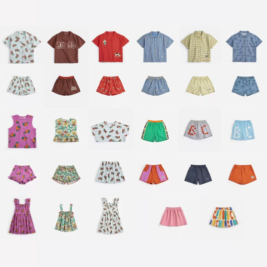 Kids Clothes 2026BC SS Boys Full Printed Short Shirt Shortspants Set  Polo Shirt Casual Pants Girls Wide Leg Pants Short Skirt