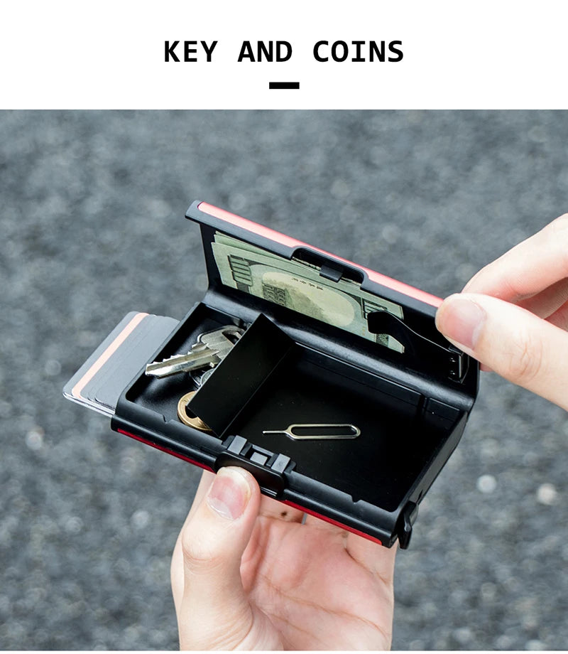 2023 Rfid Credit Card Holder Men Minimalist Coin Wallets Pop Up Metal Id Bank Cardholder Case Identification Card Holder Folders