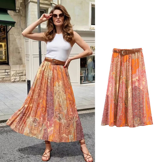New Women's Skirts Summer 2026 New Fashion Print Unique Party Elegant Women's High Waist Skirts Summer Travel Chic Youth Skirts
