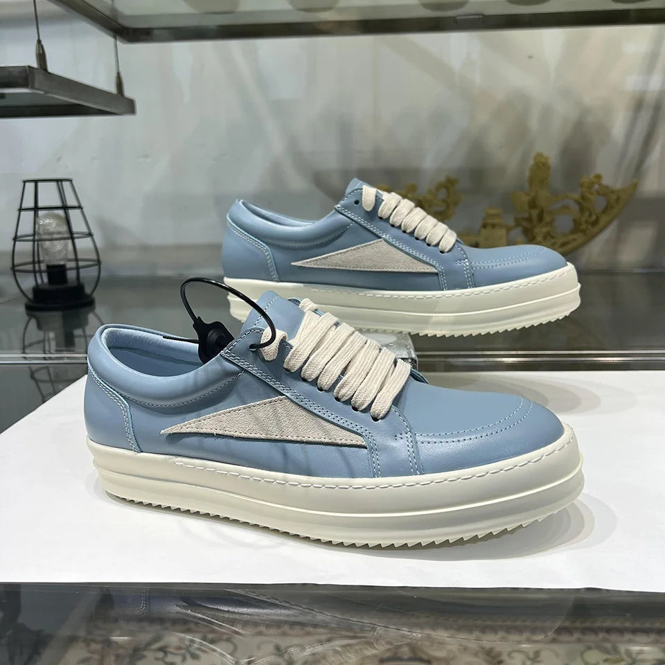 Dunk Blue Low Top Quality Casual Shoes Men Genuine Leather Hip-hop Rock Women Lace Up Ro Original Platform Flat Luxury Sneakers