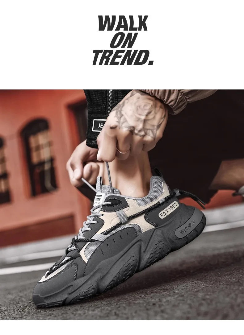 New Summer Mens Sports Running Shoes Casual Versatility Breathable Heightened Sneakers Comfortable Lace-up Shoes Tenis Masculino