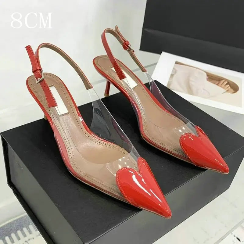 2025 New PVC European Style High Heels Women'S Summer Pointed Toe Runway Sandals Party Shoes
