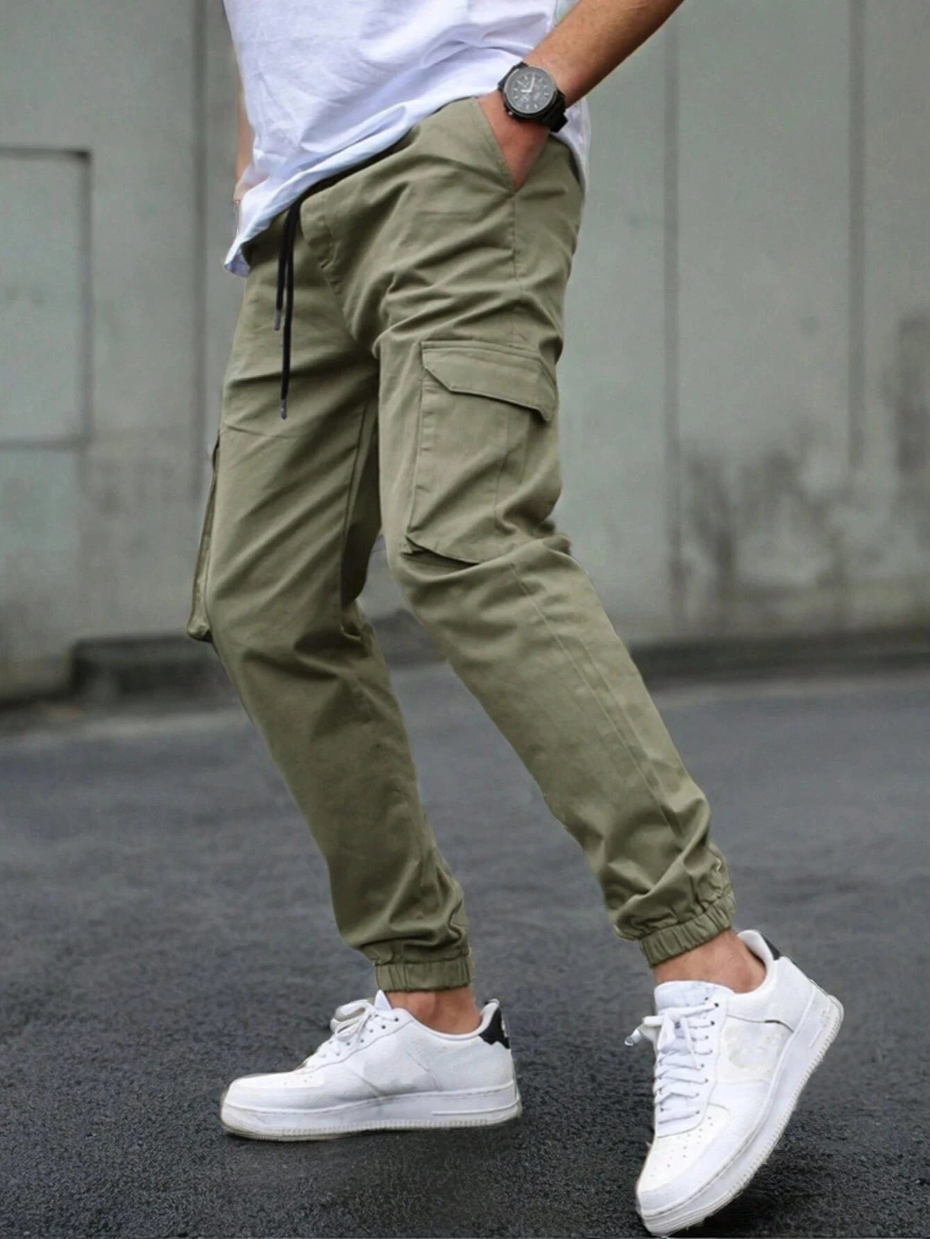 Men's Casual Cargo Pants Sweatpants Outdoor Bunched Long Trousers Autumn Multi-Pocket Durable Workwear Joggers Streetwear