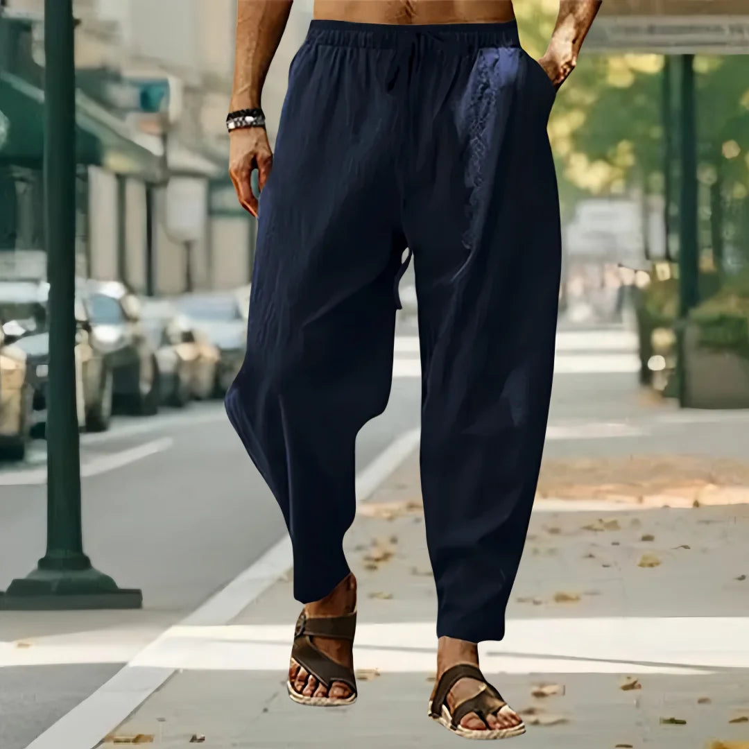 2025 New Fashion Mens Linen Wide Pants Trousers Oversize Sports Streetwear Male Spring Yoga Pants Casual Men Clothing Sweatpants