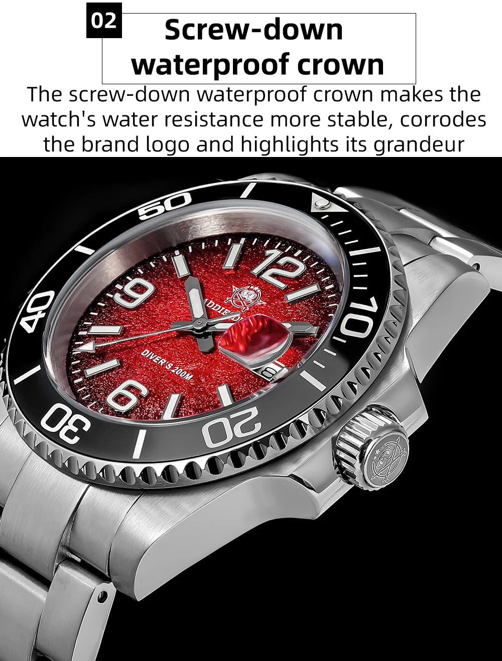 ADDIESDIVE 41mm Watches Japan 2115 Quartz Movement Luminous 200m Waterproof Dive Ceramic Bezel 316L Stainless Steel Man Watches