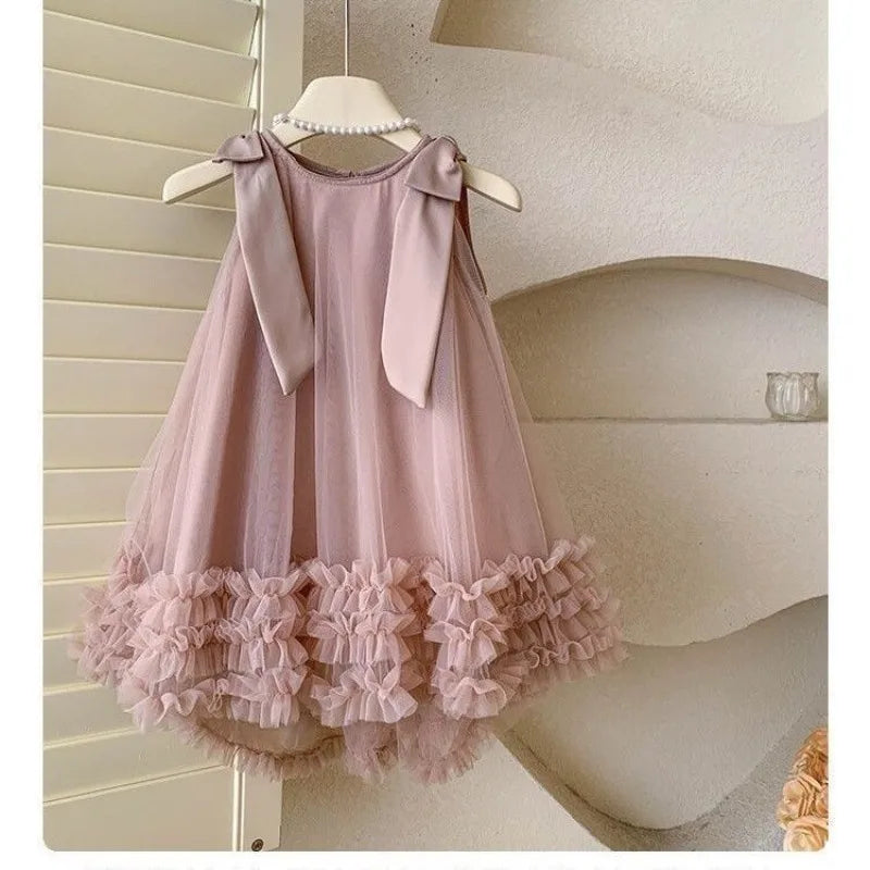 Kids Vintage Dress Girl Dress Summer Clothes Fashion Children's Net Yarn Dress Kids Girls Dresses for School Wedding of 8 Years