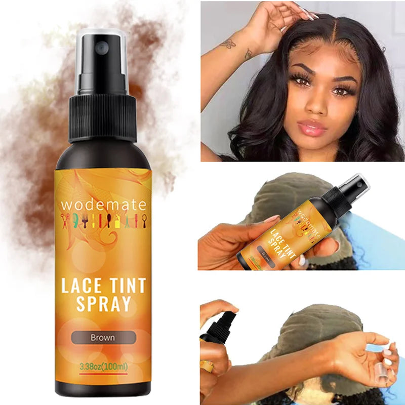 Lace Tint Mousse Waterproof Lace Tint Spray For Lace Wig Light Brown Hair Dye Quick Dry  Wig Grids Concealer No Residue
