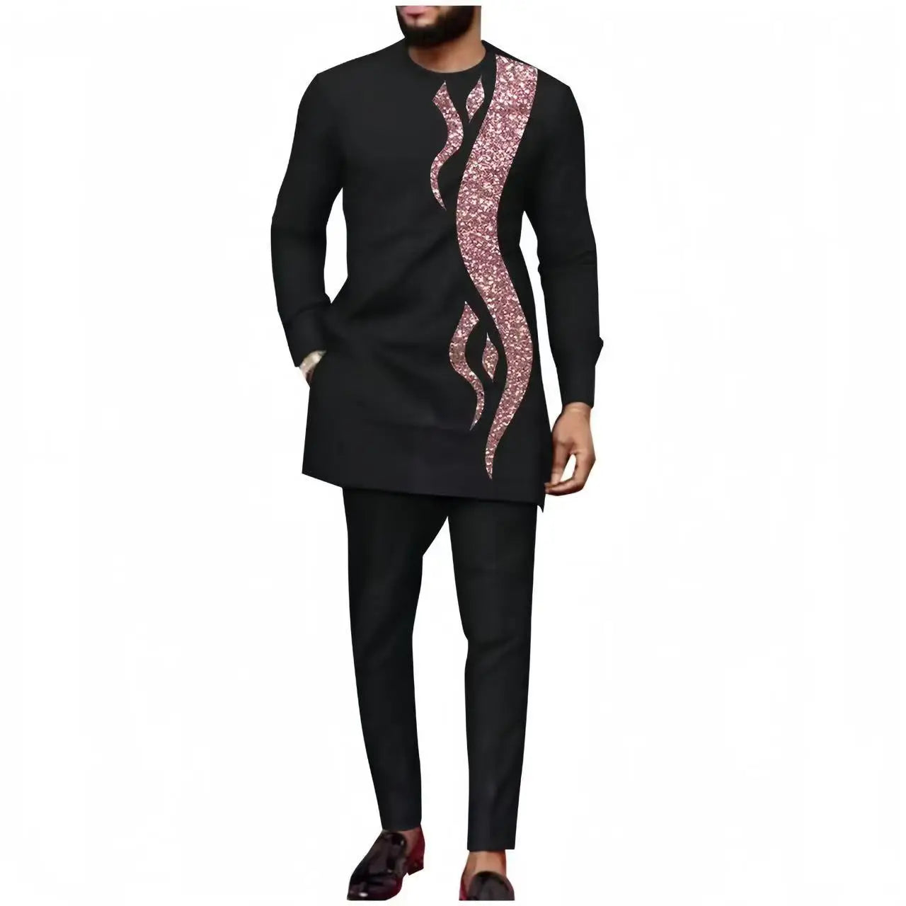 2025 new traditional men's suit luxury gentleman's shirt suit casual travel banquet men's two-piece set fashionable men's suit