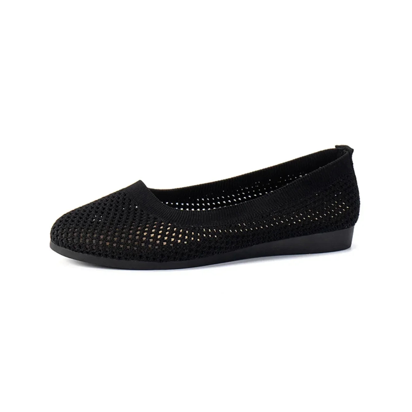 Women Round Toe Flat Shoes Solid Color Knitted Slip on Shoes Casual Breathable Ballet Flats Women Mesh Flat Shoes Loafers Woman