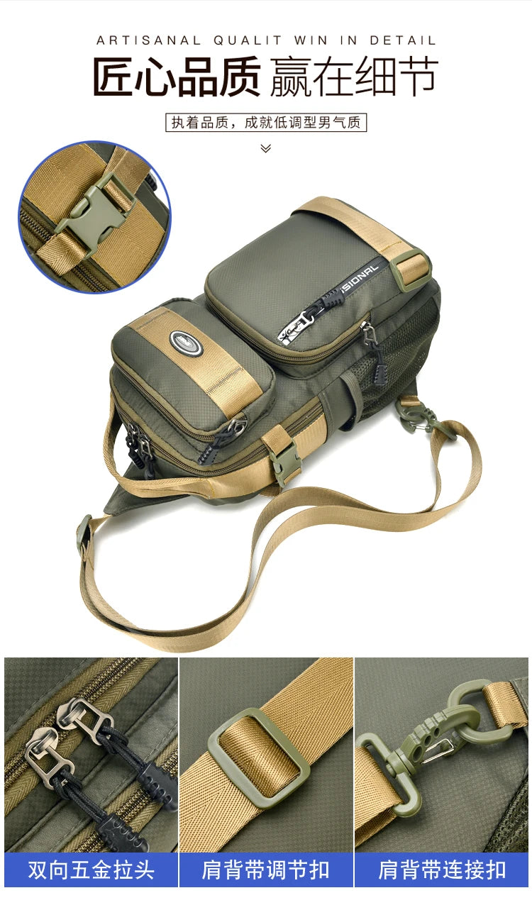 Large Capacity Men's Waist Packs Crossbody Bag High Quality Light Oxford Chest Pack Fashion Casual Men's Handbag Shoulder Bag
