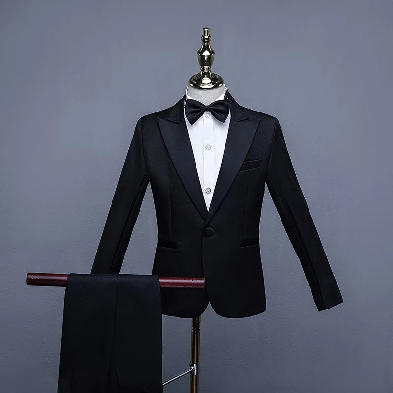 Children Tuxedo Tailcoat Formal Dress Suits Swallow Tail Coat Boy's Jacket Pants Suits Party Dance Magic Stage Performance Tails