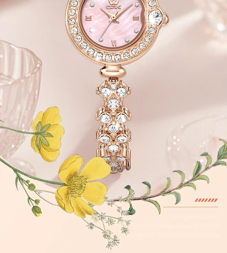 OPK 6054 Full Diamond Woman Watches Original Quartz Wrist Watches for Women Fashion Elegant Waterproof Ladies Watch Girls Gifts
