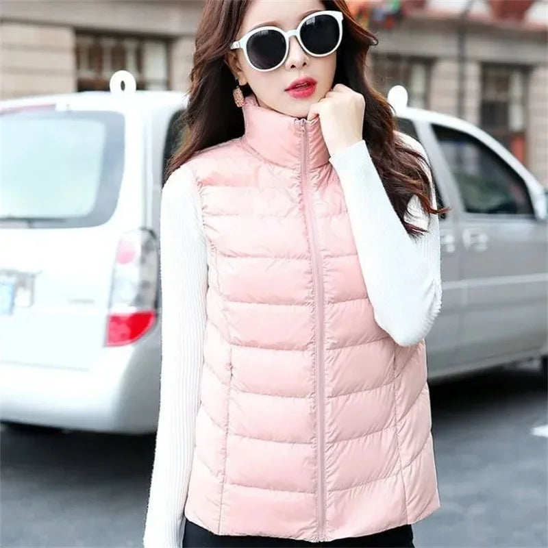 Ultralight Down Vest Women 2026 New Sleeveless Jacket Female White Duck Down Waistcoat Female Warm Puffer Jacket Outwear M-8XL