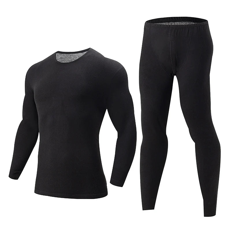 2-piece Autumn And Winter Men's Plus Size 1xl-6XL Thermal Underwear Set For Obese Men Black Plus Fat Long Sleeved Top And Pants