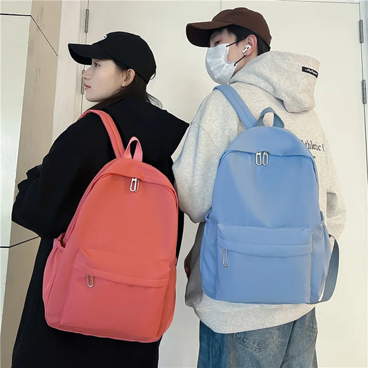 New Korean Style Large Capacity Versatile Backpack for Teen Girls Minimalist Solid Color School Bag Fashionable Student Backpack