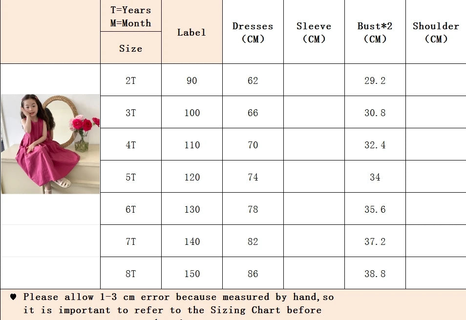 Girls Casual Dresses Girls' Dresses with Large Hemlines Sleeveless Casual Kids Dresses for Girls 2 To 8 Years Princess Dress