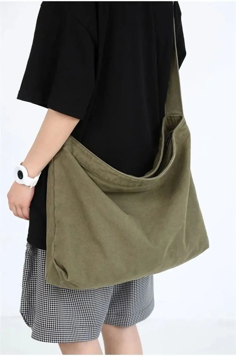 Retro Canvas Shoulder Bag Large Capacity Multi-purpose Messenger Bag Travel Tote Bag Woman Men