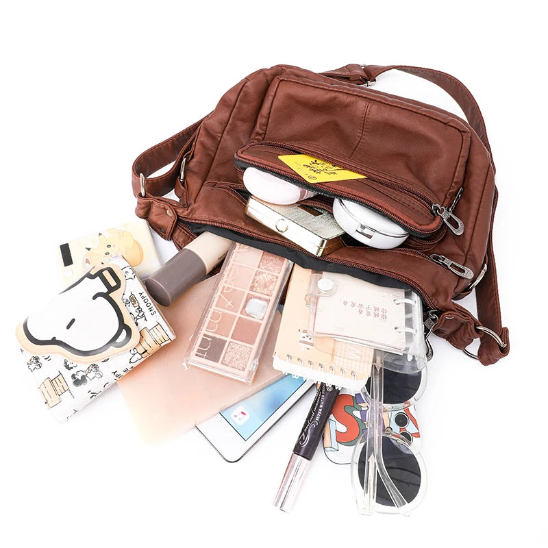 Women Bag 2023 New Fashion Middle-aged Handbag Multi-pocket Practical Messenger Vintage Shoulder Bag Hobos Trend Crossbody Pack