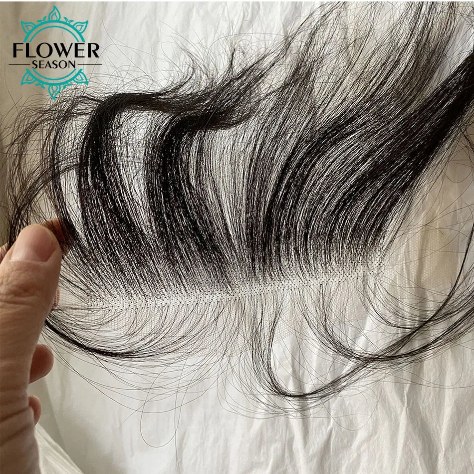 HD Lace Hairline Hairpieces Replacement Fringe Bang Hack Natural Baby Hair Bangs Fringe Forehead 6*1 inch Natural Color