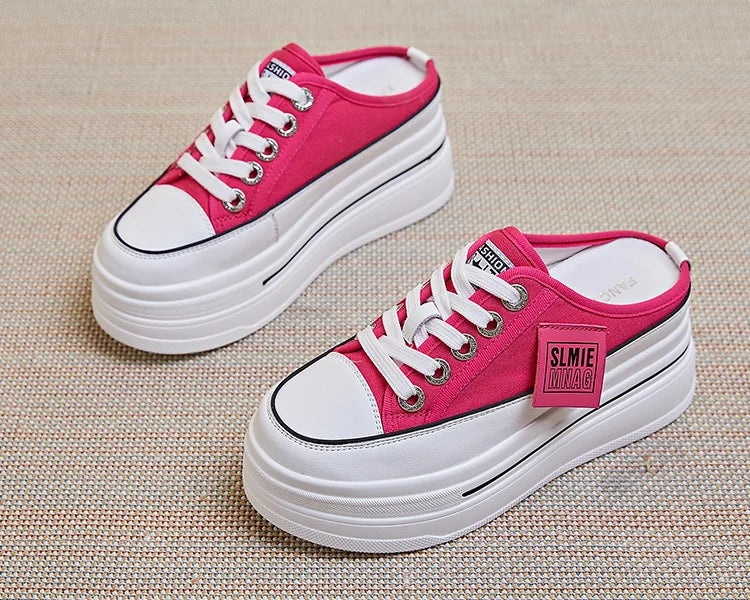 Fujin flip flops women 7.5cm Platform Slippers Denim Chunky Sneaker Casual Comfy Breathable Summer Shoes Women's slippers
