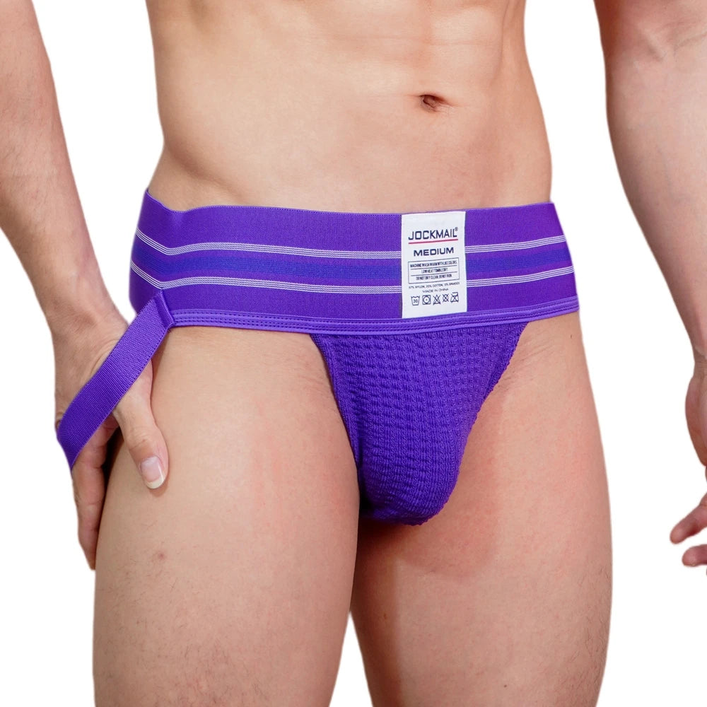 JOCKMAIL Men Athletic Supporters Jockstrap Thongs Mens Underwear  Underpants Bikini  3" Elastic Waistband  Hombre Panties