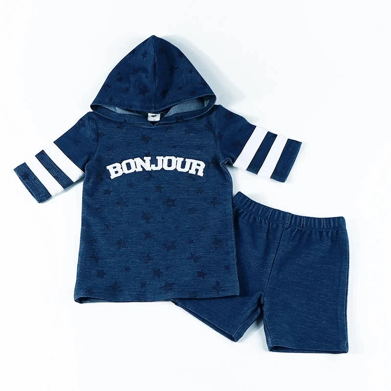 Baby boy summer fashion clothes set toddler kids shorts sets cotton denim outfit sets short sleeve t-shirt top pants casual wear