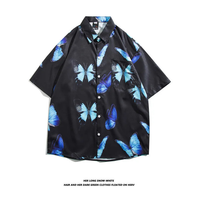 Men's Hawaiian Polyester Summer Short Sleeve Shirt Tropical Leaf 3D Pattern Printing Beach Male Shirts Casual Blouse For Men