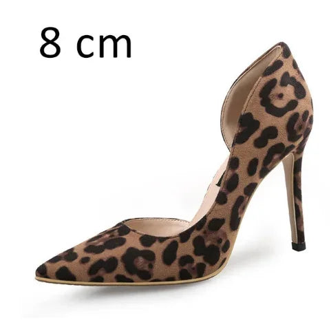 Autumn Sexy Leopard Print Women's Shoes High Heels 6-10CM Elegant Office High Heels Women's Sandals Pointed Luxury Single Shoes
