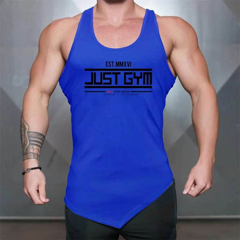 Mens Fitness Fashion Irregular Hem Vests Cotton Breathable Gym Bodybuilding Tank Tops Workout Muscle Casual Sleeveless Shirts