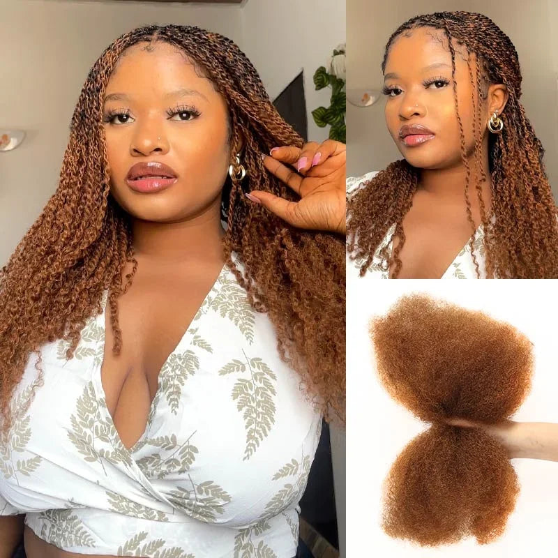 QVR Afro Kinky Bulk Hair No Attachment QVR Afro Curly Bulk Human Hair Rebecca Virgin Remy Dreadlock 50G/Pack Highlight Braids