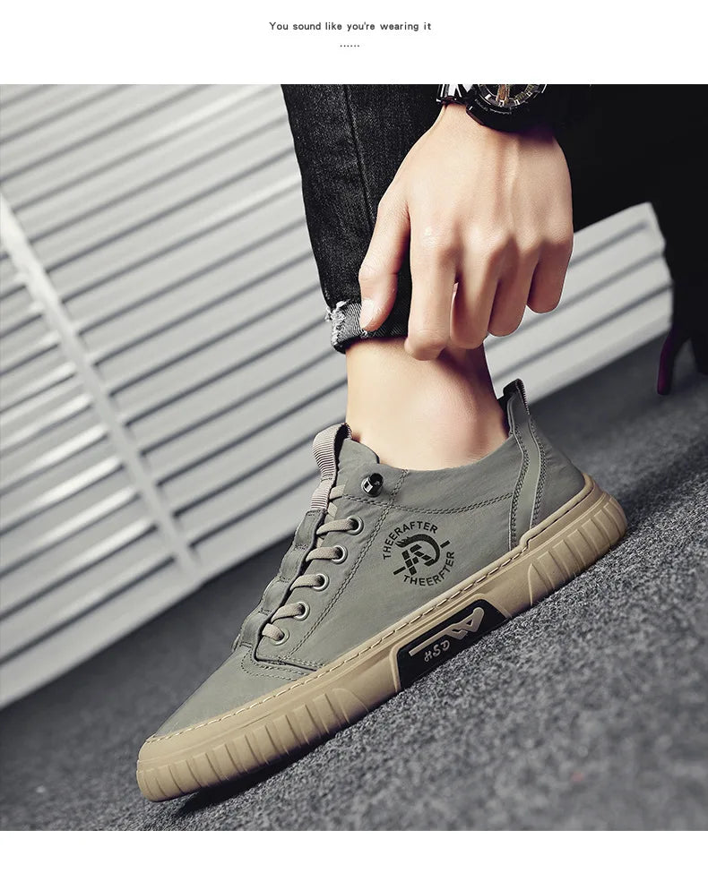 Trend Canvas Men's Shoes Breathable Green Casual Shoes for Men Comfor All-match Sneakers Ice Silk Cloth Men Walking Tennis Shoes
