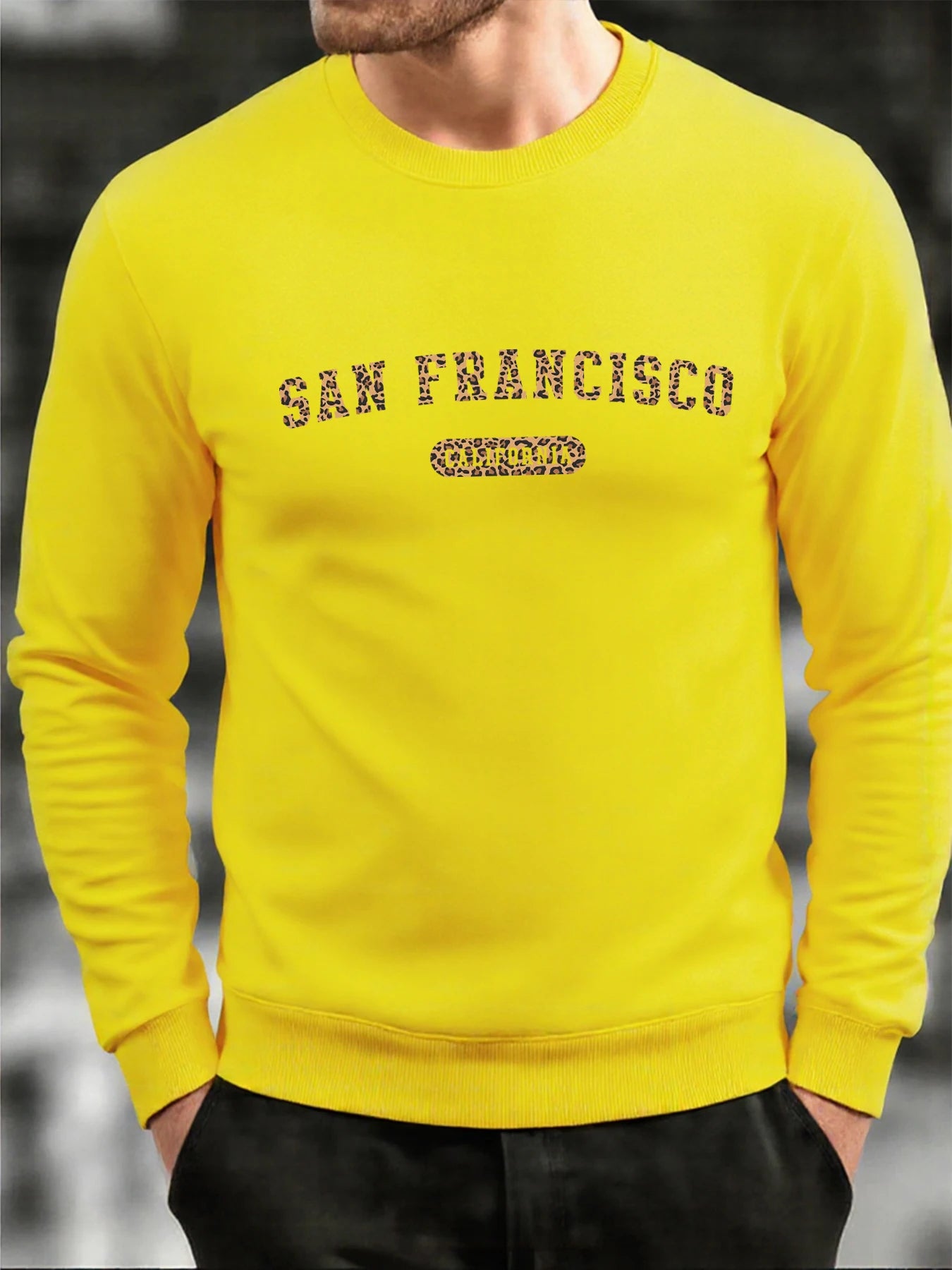 San Francisco California Print Men Hoodless Shirt Soft Loose O-Neck Sweatshirt Fashion Fleece Pullover Autumn Male Tracksuit