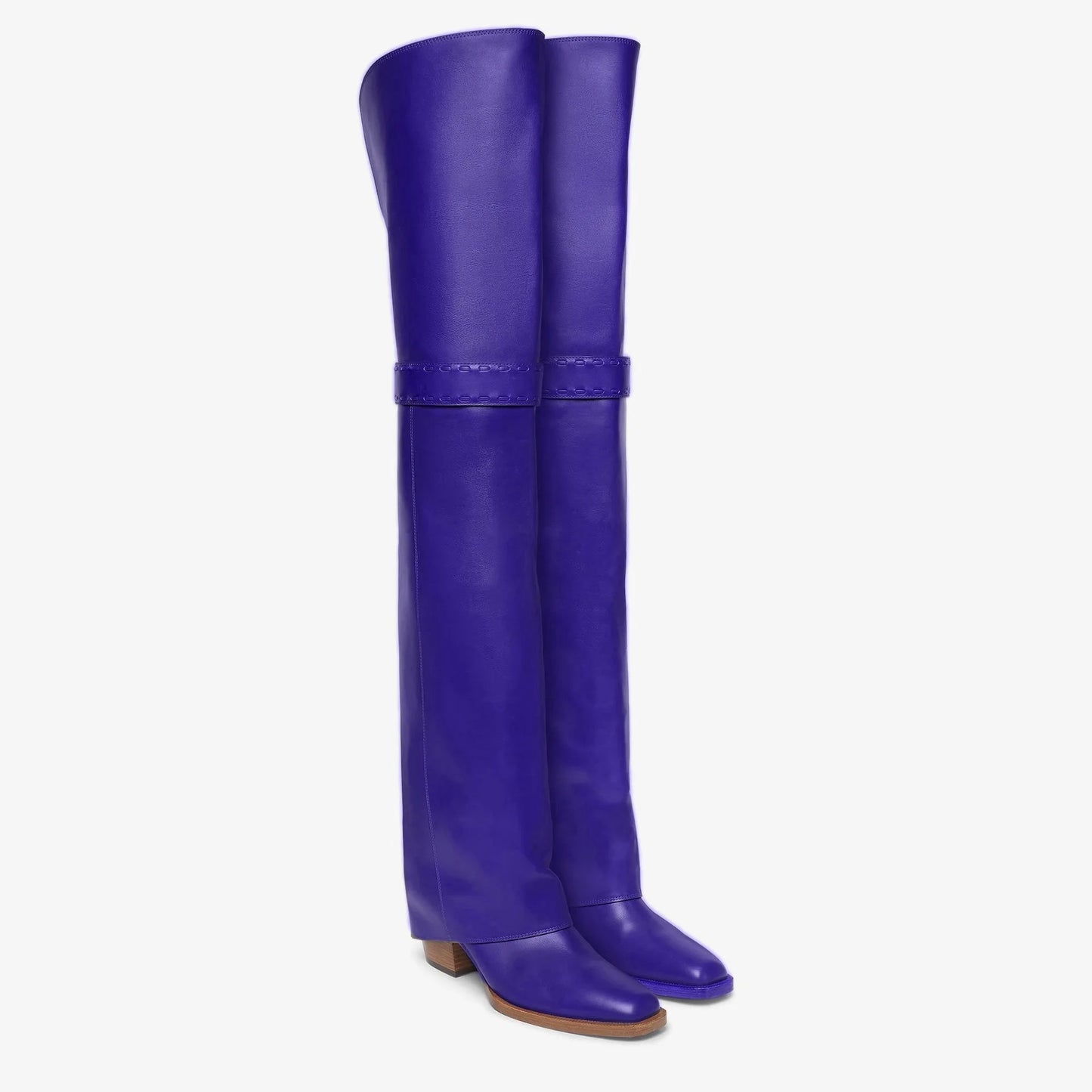 Elegant Temperament of European and American Women, Thick High Heels, Skirt Hem, Knee High Boots, Oversized Retro Knight Boots