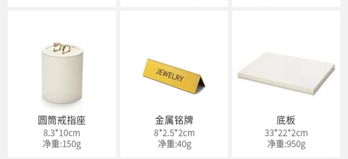 High end showcase jewelry display props, rings, necklaces, earrings display racks, counters, jewelry display sets, and tables